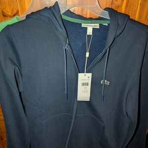 Lacoste Men's Navy Blue Zip-Up Fleece Hoodie